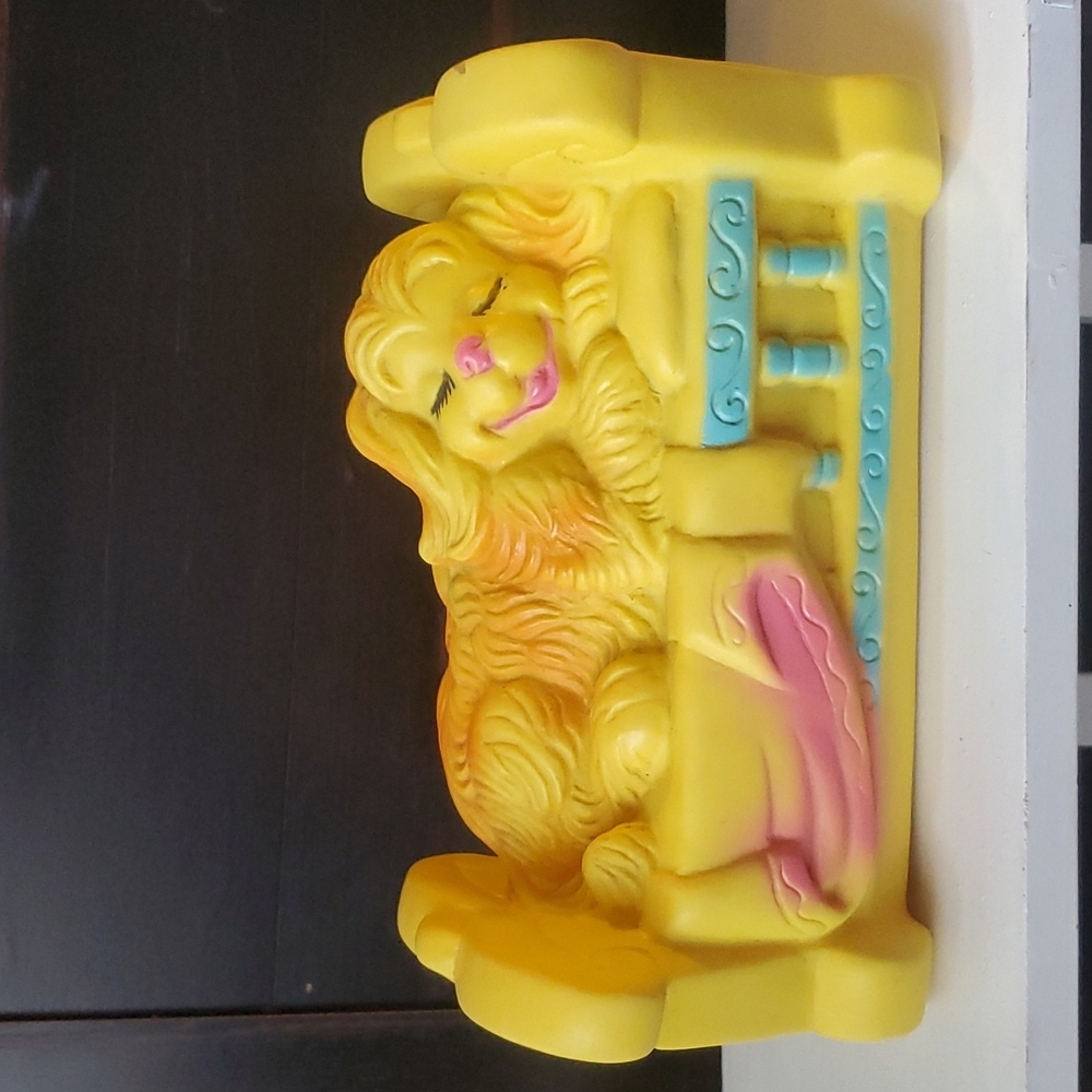 Vintage HTF 1967 Childhood Interests Inc Sleeping Dog Puppy In Crib Squeak Toy